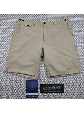 Suitsupply Jort Bennington Khaki Shorts Subalpino Italy Fabric Size 44R